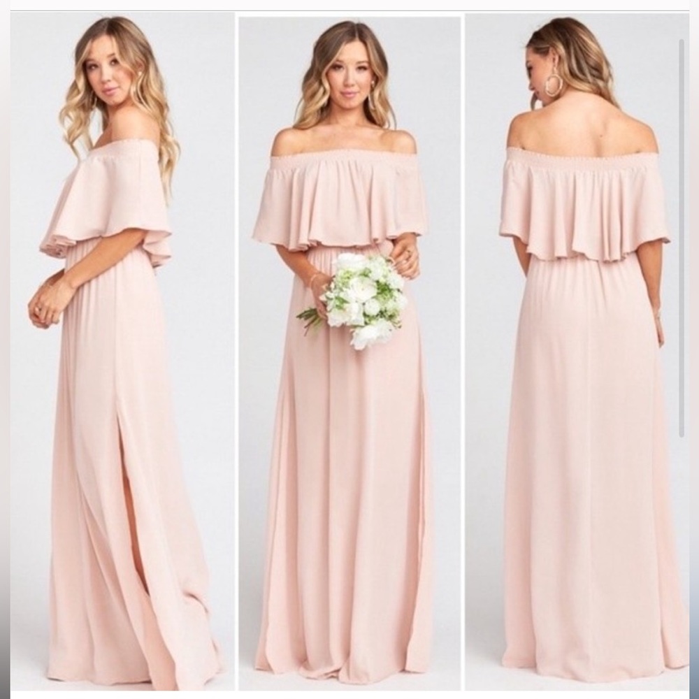 Show Me Your MuMu off the shoulder bridesmaid dress